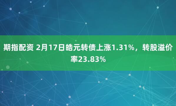 期指配资 2月17日皓元转债上涨1.31%，转股溢价率23.83%