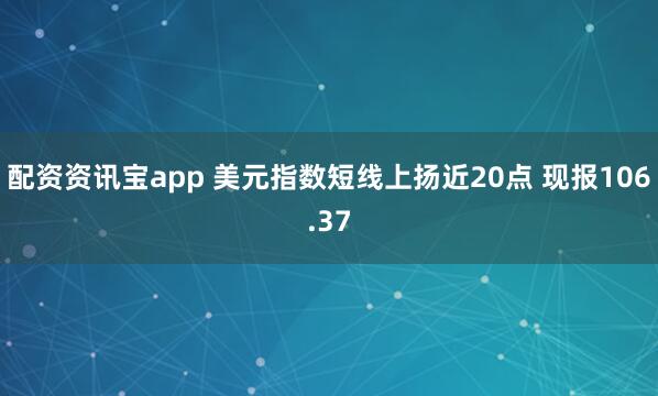 配资资讯宝app 美元指数短线上扬近20点 现报106.37